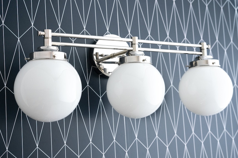 Vanity Globe Light Bathroom Fixture White Globes Etsy