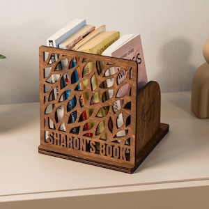 Custom Wooden Organizer for Books and Magazine, Personalized Desk Storage, Decorative Book Stand, Gift For Readers, Teacher Gift, Dad Gift