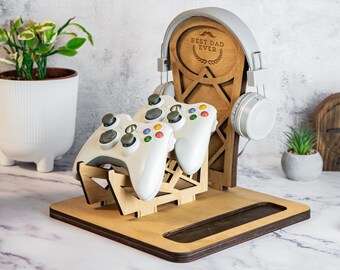 Fathers Day Gift for Dad, Personalised Game Controller Stand, Headphone Stand, Gift for Daddy, Gamer Gift, DJ Gift, Headset Hanger, Men Gift