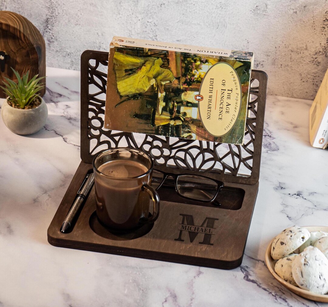 Personalized Engraved Wooden Book Stand, Custom Book Holder for Readers ...