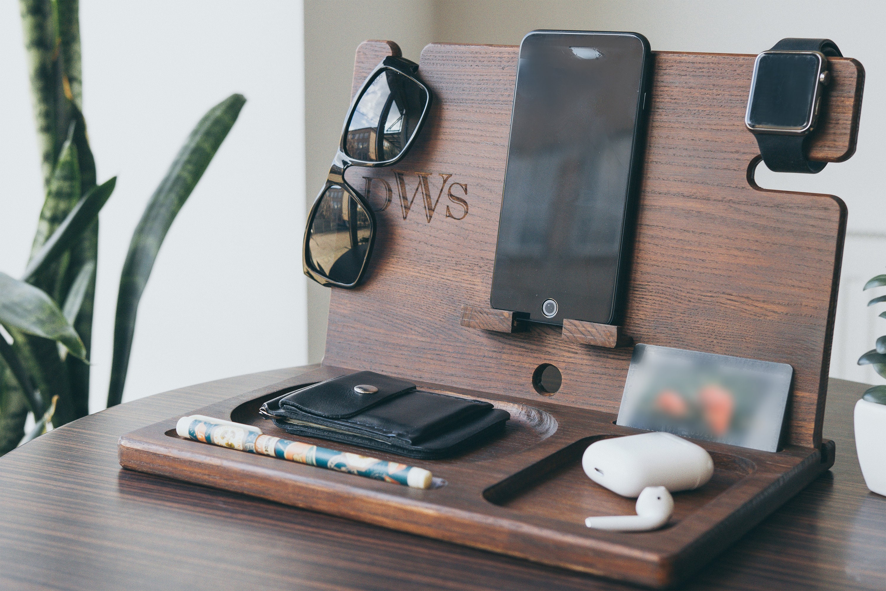 Custom wood organizer wooden nightstand organizer bedside Etsy