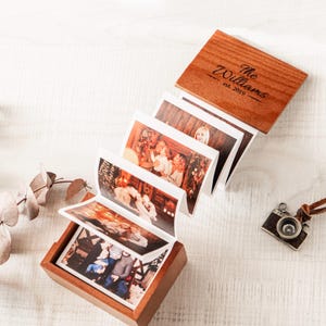 Keepsake Photo Box, Personalized Pull Up Wooden Photo Box, Custom Photo Album, Memory Box, Trinket Wood Box, Wedding Box Gift for Couple