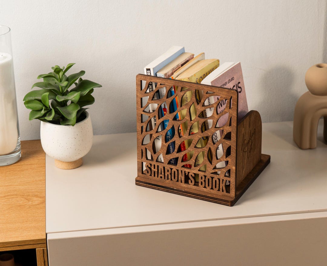 Personalized Mini Bookshelf for Desk, Custom Book Stand, Book Organizer ...