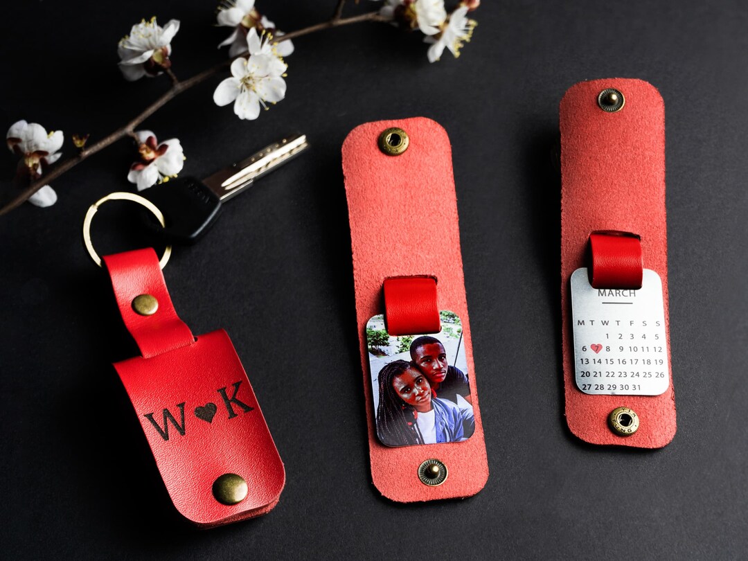 Custom Leather Keychain With Photo for Girlfriend Etsy