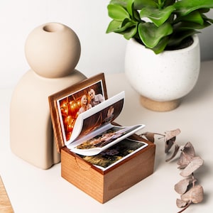 Father’s Day Custom Memory Box, Personalized Wooden Photo Box, Handcrafted Photo Album, Keepsake Gift for Dad, Wood Photo Box for Father