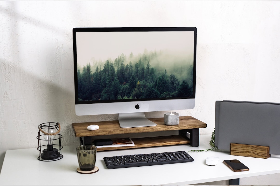 Wooden Monitor Riser, Monitor Stand, Ash Wood Monitor Stand, Long Imac ...
