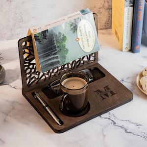 Personalized Wooden Book Stand, Adjustable Reading Holder, Custom Book Holder for Desk or Bed, Christmas Gift for Book Lover, Book Accessory