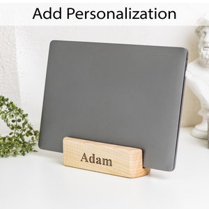 Vertical Macbook Laptop Organizer, Personalized Wooden Laptop Stand, Double Laptop Holder, Desk Laptop Stand, Personalized Gifts for Him