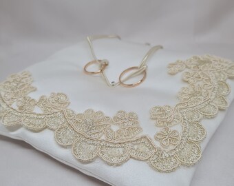 Wedding ring bearer pillow Gold tone lace ring bearer holder