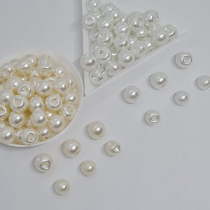 Bottoni con gambo bianco perla Set di 6 bottoni acrilici da sposa bianchi o avorio Bottoni in perla per abito da sposa