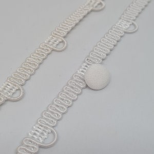 Button loop trim for the bridal dress White wedding button elastic loops