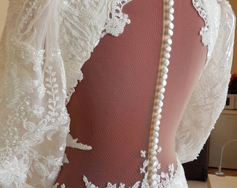 White fabric-covered buttons for bridal or formal dress Covered buttons for wedding dress #1030