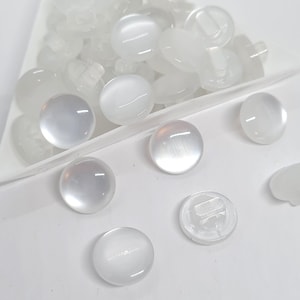 Bottoni con gambo bianco effetto moonglow Set di 6 bottoni in acrilico bianco lucido da sposa Bottoni in perla per abito da sposa