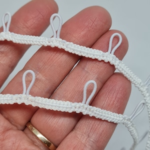 Off-white button loop trim for the bridal dress Wedding button elastic loops image 9