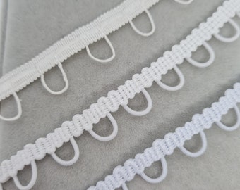 White button loop trim for bridal dress Wedding button elastic loops