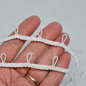 Off-white button loop trim for the bridal dress Wedding button elastic loops image 8