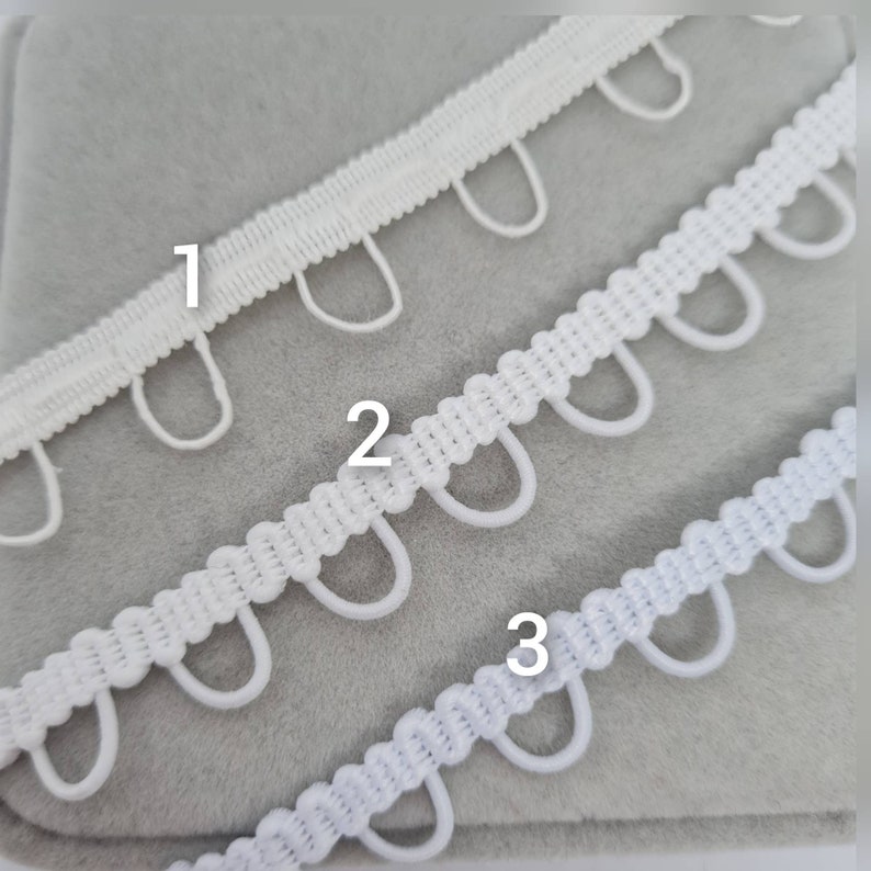 Passementerie blanche pour robe de mariée Passants élastiques pour boutons de mariage image 10