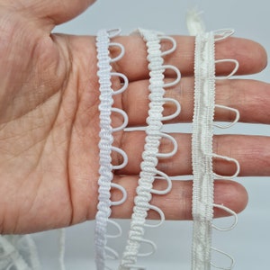 Passementerie blanche pour robe de mariée Passants élastiques pour boutons de mariage image 5