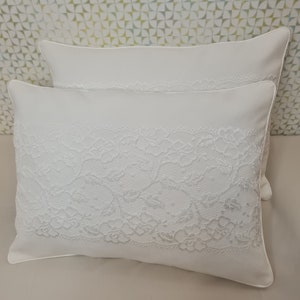 Almofadas de casamento de renda branca para ajoelhar Conjunto de almofadas de renda macia branca para cerimônia de casamento