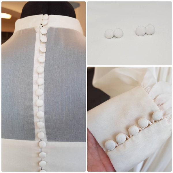 Bottoni per abito da sposa Bottoni bianchi ricoperti da sposa per abito elegante #1020