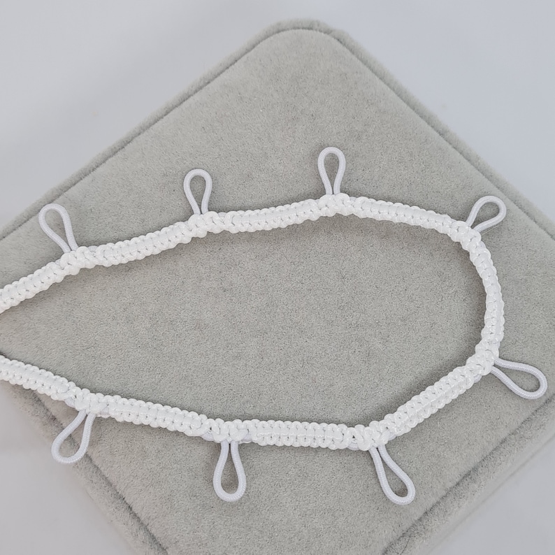 Off-white button loop trim for the bridal dress Wedding button elastic loops image 2