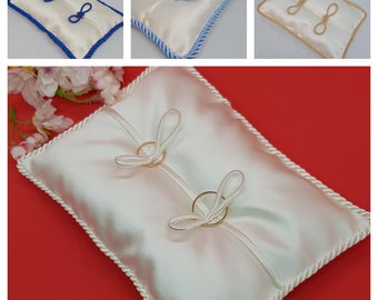 Wedding ring holder Rectangle shape ivory silk satin pillow for rings