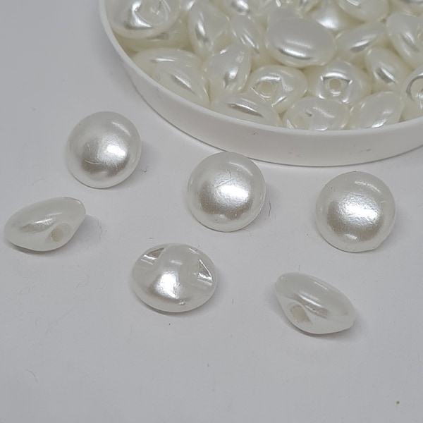 Boutons à tige blanche nacrée Boutons acryliques de mariée blanc cassé Boutons nacrés pour robe de mariée