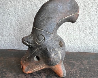 Vintage Clay Toucan Bird Ocarina Whistle / Folk Art / Costa Rica