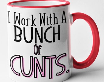 I Work With A Bunch Of Cunts Mug Funny Novelty Office Gift Joke Present Banter Adult Humour Christmas Secret Santa