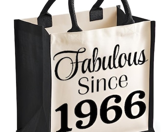 60th Birthday Midi Jute Bag Fabulous Since 1966 Year Funny Thoughtful Sixty Present Gift For Her Friends / Family