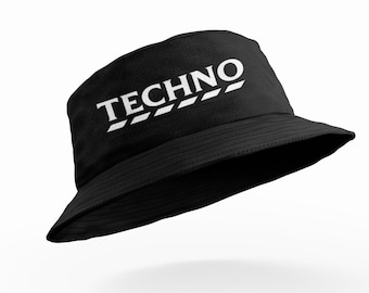 Techno Bucket Hat Funny Novelty Festival Lad Banter Rave Electronic Music Holiday