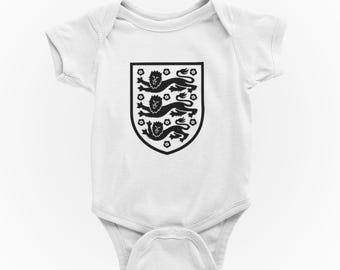 England Three Lions Baby Grow Football Rugby FA Crest Sport Baby Body Suit Vest / Birthday Christmas Gift Present