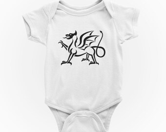 Welsh Dragon Baby Grow / Wales Cymru Symbol Football Rugby Sport Celtic Pride Baby Body Suit Vest Present