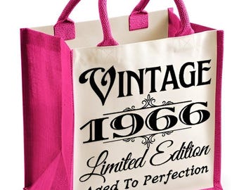 60th Birthday Jute Bag Vintage 1966 Limited Edition Gift 60 Years Old / Thoughtful Sixty Present Gift Her Friends / Family