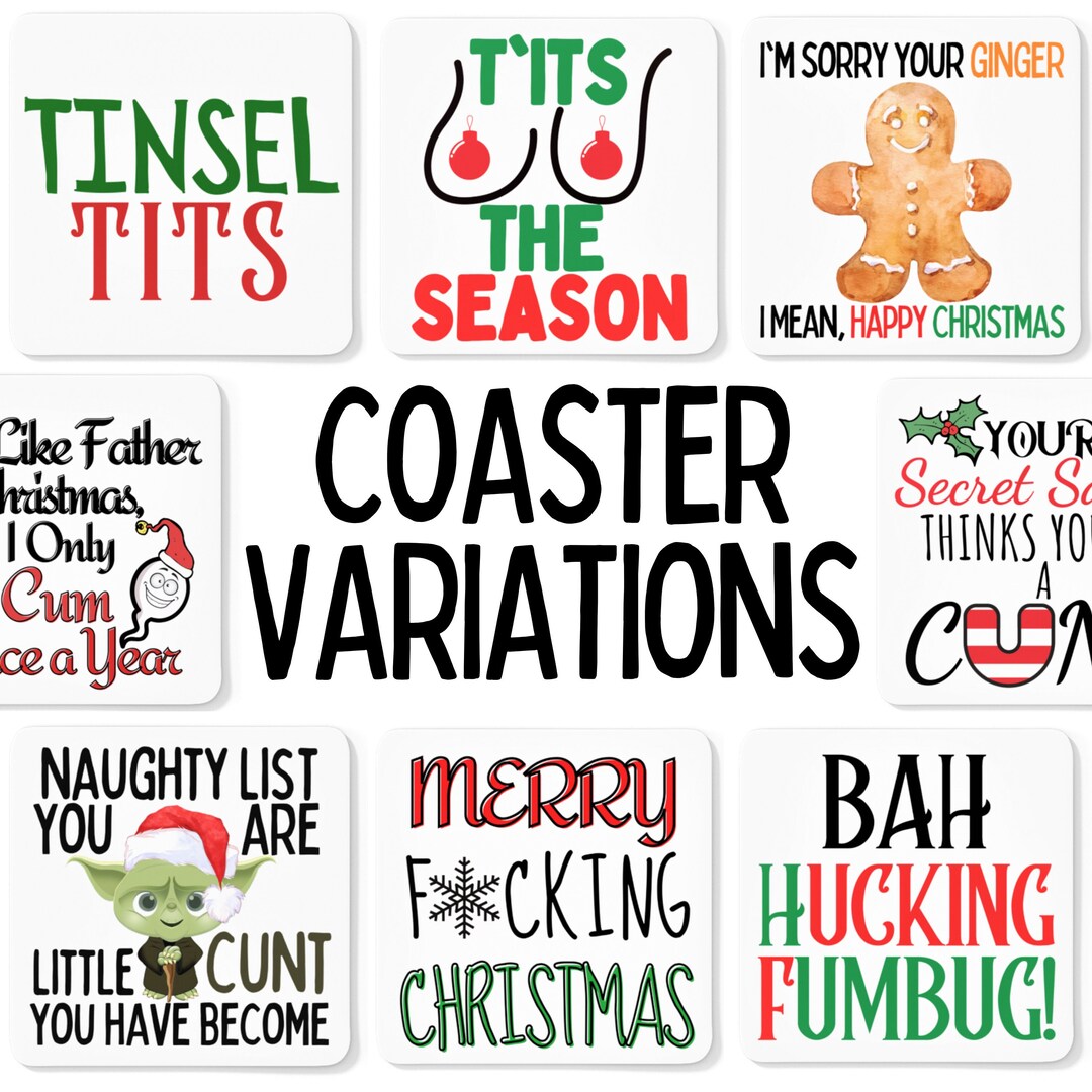 Christmas Coasters Variations Adult Funny Rude Festive Designs / Pocket ...