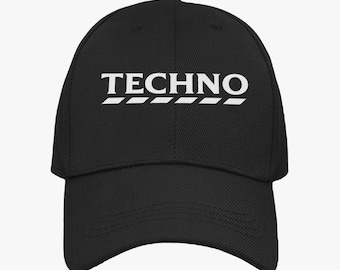 Techno Cap Funny Novelty Festival Baseball Style Lad Banter Rave Electronic Music Holiday