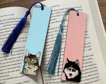 Custom Pet Bookmark | Hand Painted Personalised Animal Bookmark | Photo to Bookmark Gift | Reader Gift for Pet Lovers