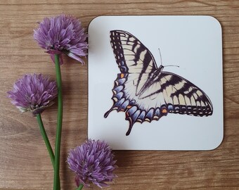 Beautiful Butterfly Square Hard Back Coaster -  Yellow Butterfly - Insect Drinks Mat