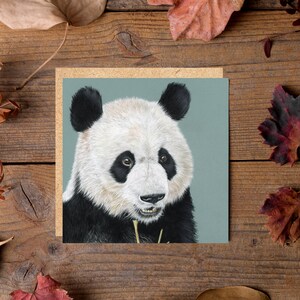 Carte animal panda géant 6 x 6 po. - carte panda mignon - vierge à l'intérieur - carte de voeux - carte de la faune