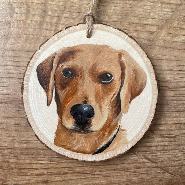 Hand Painted Custom Pet Wooden Hanging Decoration for Garden/Home - Rustic Wood Slice Sign - Circle Wooden Plaque