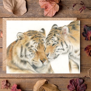 Carte animal tigre 7 x 5 pouces - carte grand chat - intérieur vierge - carte de voeux - carte faune - carte de fête des mères