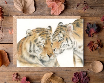 Tiger Animal Card 7x5'' - Big Cat Card - Blank Inside - Wenskaart - Wildlife Card - Moederdagkaart