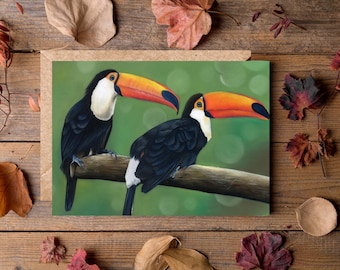 Toucan Card 7x5'' - Beautiful Animal Card - Blank Inside - Tropical Bird Greetings Card - Rainforest Nature Card