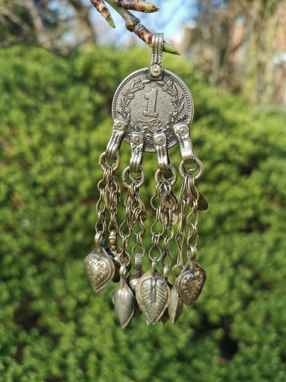 Exotic Talisman Pendant. Lucky Coin with Decorativ