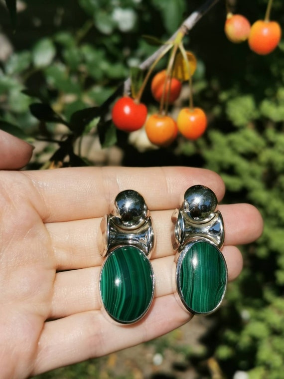 Mystical Malachite set into Sterling Silver 1980s