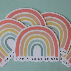 Set of 10 I am a Child of God Vinyl Sticker, Rainbow Sticker, LDS Primary, Girls Camp, LDS Youth Gift, Baptism Gift