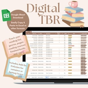 Cyfrowy TBR | Prosty arkusz roboczy listy książek | Najlepszy tracker książek