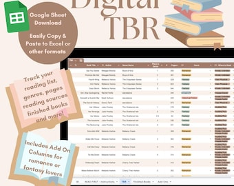Hoja de trabajo con lista de libros sencilla / TBR digital / Rastreador de libros definitivo