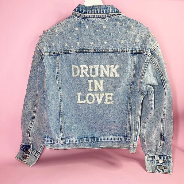 Drunk in love denim bride to be cowgirl bridal shower honeymoon bachelorette beach party wedding gift