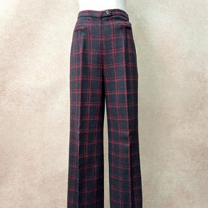 Vintage Tartan Plaid Wool Blend Pants, High Waisted 90s Grunge Trousers